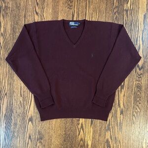 Vintage 90s Polo Ralph Lauren Lambswool Knit V-Neck Sweater